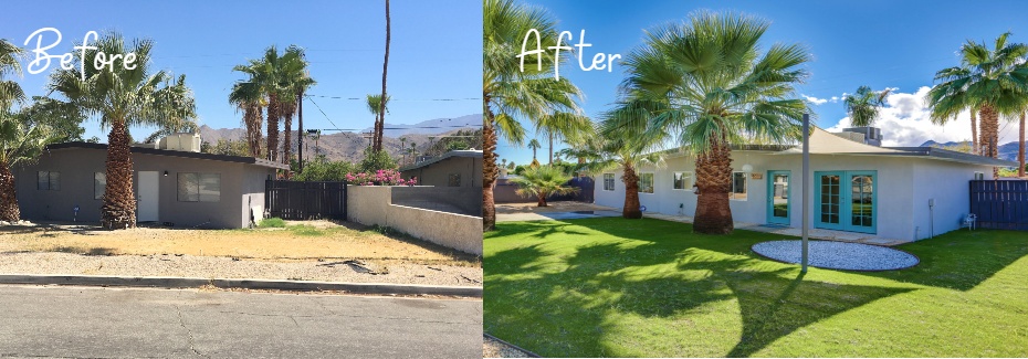 Renewed landscape on a mid century modern Palm Springs home